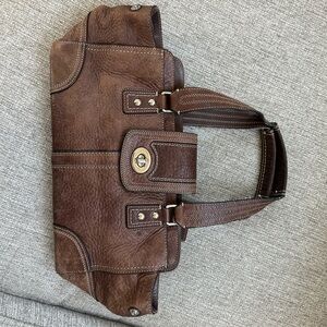 Coach Brown Leather Bag with Pink Lining